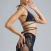 Liberty Embellished Cross-Strap Bikini Top in Black Liberty Embellished Cross-Strap Bikini Top in Black