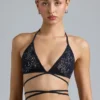 Liberty Embellished Cross-Strap Bikini Top in Black Liberty Embellished Cross-Strap Bikini Top in Black