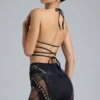 Liberty Embellished Cross-Strap Bikini Top in Black Liberty Embellished Cross-Strap Bikini Top in Black