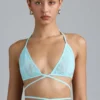 Liberty Embellished Cross-Strap Bikini Top in Ice Blue Liberty Embellished Cross-Strap Bikini Top in Ice Blue