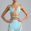 Liberty Embellished Cross-Strap Bikini Top in Ice Blue Liberty Embellished Cross-Strap Bikini Top in Ice Blue
