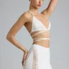 Liberty Embellished Cross-Strap Bikini Top in Ivory Liberty Embellished Cross-Strap Bikini Top in Ivory