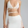 Liberty Embellished Cross-Strap Bikini Top in Ivory Liberty Embellished Cross-Strap Bikini Top in Ivory