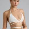 Liberty Embellished Cross-Strap Bikini Top in Ivory Liberty Embellished Cross-Strap Bikini Top in Ivory