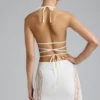 Liberty Embellished Cross-Strap Bikini Top in Ivory Liberty Embellished Cross-Strap Bikini Top in Ivory