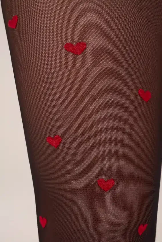 Lina Loveheart Print Tights in Black Lina Loveheart Print Tights in Black