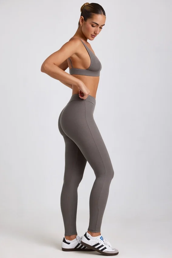 Linnea Petite Ribbed Modal High Waist Leggings in Grey Linnea Petite Ribbed Modal High Waist Leggings in Grey