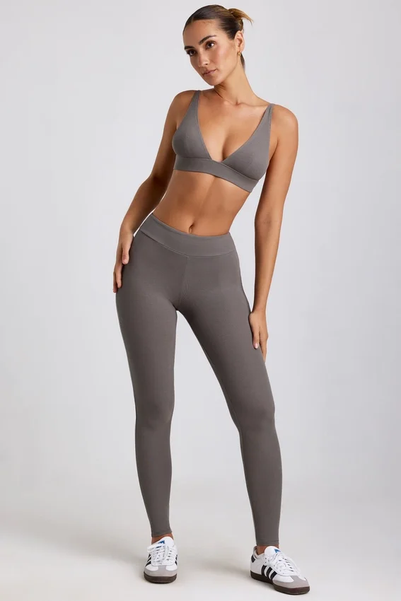 Linnea Petite Ribbed Modal High Waist Leggings in Grey Linnea Petite Ribbed Modal High Waist Leggings in Grey