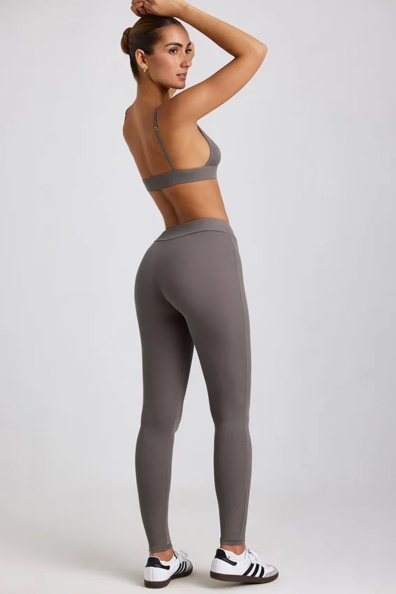 Linnea Petite Ribbed Modal High Waist Leggings in Grey Linnea Petite Ribbed Modal High Waist Leggings in Grey