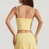 Lirael Embellished Square-Neck Crop Top in Yellow