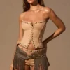 Lirielle Fringed Belt in Dark Tan Lirielle Fringed Belt in Dark Tan