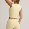 Lisha Modal Ribbed Mid-Rise Foldover Shorts in Buttercream Yellow Lisha Modal Ribbed Mid-Rise Foldover Shorts in Buttercream Yellow