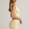 Lisha Modal Ribbed Mid-Rise Foldover Shorts in Buttercream Yellow Lisha Modal Ribbed Mid-Rise Foldover Shorts in Buttercream Yellow