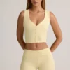 Lisha Modal Ribbed Mid-Rise Foldover Shorts in Buttercream Yellow Lisha Modal Ribbed Mid-Rise Foldover Shorts in Buttercream Yellow