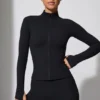Long Sleeve Zip Up Jacket in Black Long Sleeve Zip Up Jacket in Black