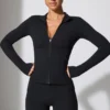 Long Sleeve Zip Up Jacket in Black Long Sleeve Zip Up Jacket in Black