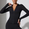 Long Sleeve Zip Up Jacket in Black Long Sleeve Zip Up Jacket in Black