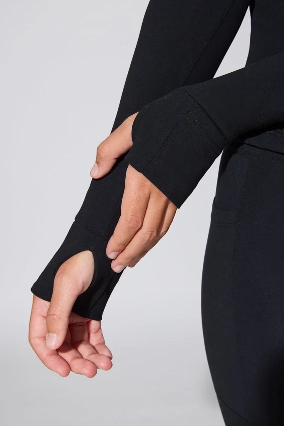 Long Sleeve Zip Up Jacket in Black Long Sleeve Zip Up Jacket in Black
