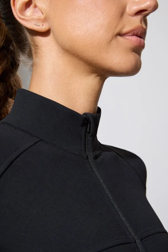 Long Sleeve Zip Up Jacket in Black Long Sleeve Zip Up Jacket in Black