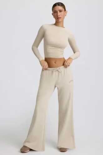 Low-Rise Wide-Leg Joggers in Bone Low-Rise Wide-Leg Joggers in Bone