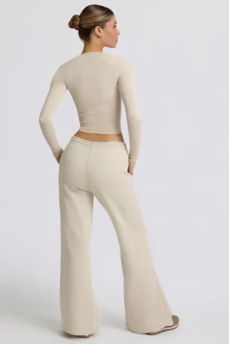 Low-Rise Wide-Leg Joggers in Bone Low-Rise Wide-Leg Joggers in Bone