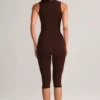 Luma Modal Square-Neck Bodycon Capri Jumpsuit in Chocolate Brown Luma Modal Square-Neck Bodycon Capri Jumpsuit in Chocolate Brown
