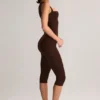 Luma Modal Square-Neck Bodycon Capri Jumpsuit in Chocolate Brown Luma Modal Square-Neck Bodycon Capri Jumpsuit in Chocolate Brown