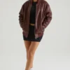 Maple Faux Leather Jacket in Brown Maple Faux Leather Jacket in Brown