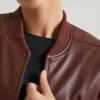 Maple Faux Leather Jacket in Brown Maple Faux Leather Jacket in Brown