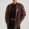 Maple Faux Leather Jacket in Brown Maple Faux Leather Jacket in Brown