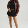 Maple Faux Leather Jacket in Brown Maple Faux Leather Jacket in Brown