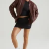Maple Faux Leather Jacket in Brown Maple Faux Leather Jacket in Brown