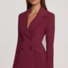 Marika Structured Double-Breasted Blazer in Burgundy Marika Structured Double-Breasted Blazer in Burgundy