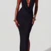 Mariposa Plunge Cowl Neck Floor Length Dress in Black Mariposa Plunge Cowl Neck Floor Length Dress in Black