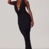 Mariposa Plunge Cowl Neck Floor Length Dress in Black Mariposa Plunge Cowl Neck Floor Length Dress in Black