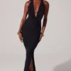 Mariposa Plunge Cowl Neck Floor Length Dress in Black Mariposa Plunge Cowl Neck Floor Length Dress in Black