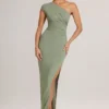 Maude Modal Asymmetric Ruched Maxi Dress in Sage Green Maude Modal Asymmetric Ruched Maxi Dress in Sage Green
