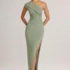 Maude Modal Asymmetric Ruched Maxi Dress in Sage Green Maude Modal Asymmetric Ruched Maxi Dress in Sage Green