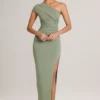 Maude Modal Asymmetric Ruched Maxi Dress in Sage Green Maude Modal Asymmetric Ruched Maxi Dress in Sage Green