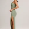 Maude Modal Asymmetric Ruched Maxi Dress in Sage Green Maude Modal Asymmetric Ruched Maxi Dress in Sage Green