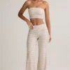 Verna Modal Strapless Crop Top in Pink Yellow Stripe Verna Modal Strapless Crop Top in Pink Yellow Stripe