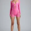 Melody Embellished Cut-Out Unitard in Bubblegum Pink Melody Embellished Cut-Out Unitard in Bubblegum Pink