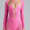 Melody Embellished Cut-Out Unitard in Bubblegum Pink Melody Embellished Cut-Out Unitard in Bubblegum Pink