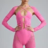 Melody Embellished Cut-Out Unitard in Bubblegum Pink Melody Embellished Cut-Out Unitard in Bubblegum Pink