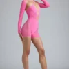 Melody Embellished Cut-Out Unitard in Bubblegum Pink Melody Embellished Cut-Out Unitard in Bubblegum Pink