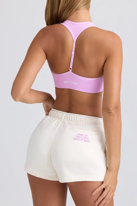 Mid-Rise Sweat Shorts in Eggshell Mid-Rise Sweat Shorts in Eggshell