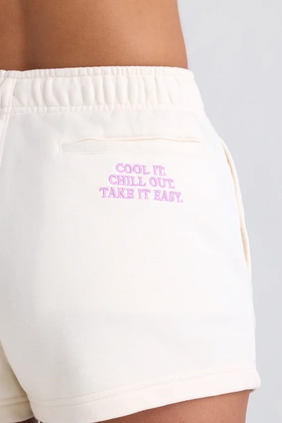 Mid-Rise Sweat Shorts in Eggshell Mid-Rise Sweat Shorts in Eggshell