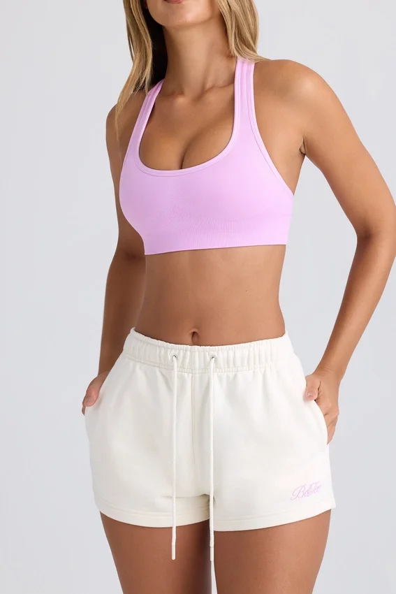 Mid-Rise Sweat Shorts in Eggshell Mid-Rise Sweat Shorts in Eggshell