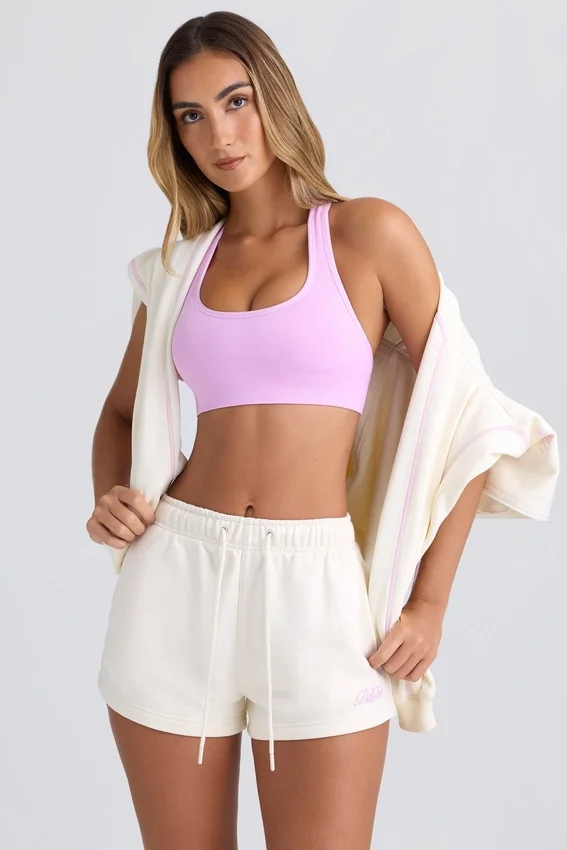 Mid-Rise Sweat Shorts in Eggshell Mid-Rise Sweat Shorts in Eggshell