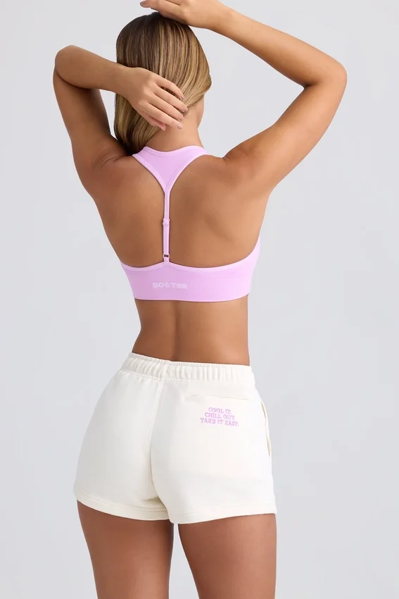 Mid-Rise Sweat Shorts in Eggshell Mid-Rise Sweat Shorts in Eggshell